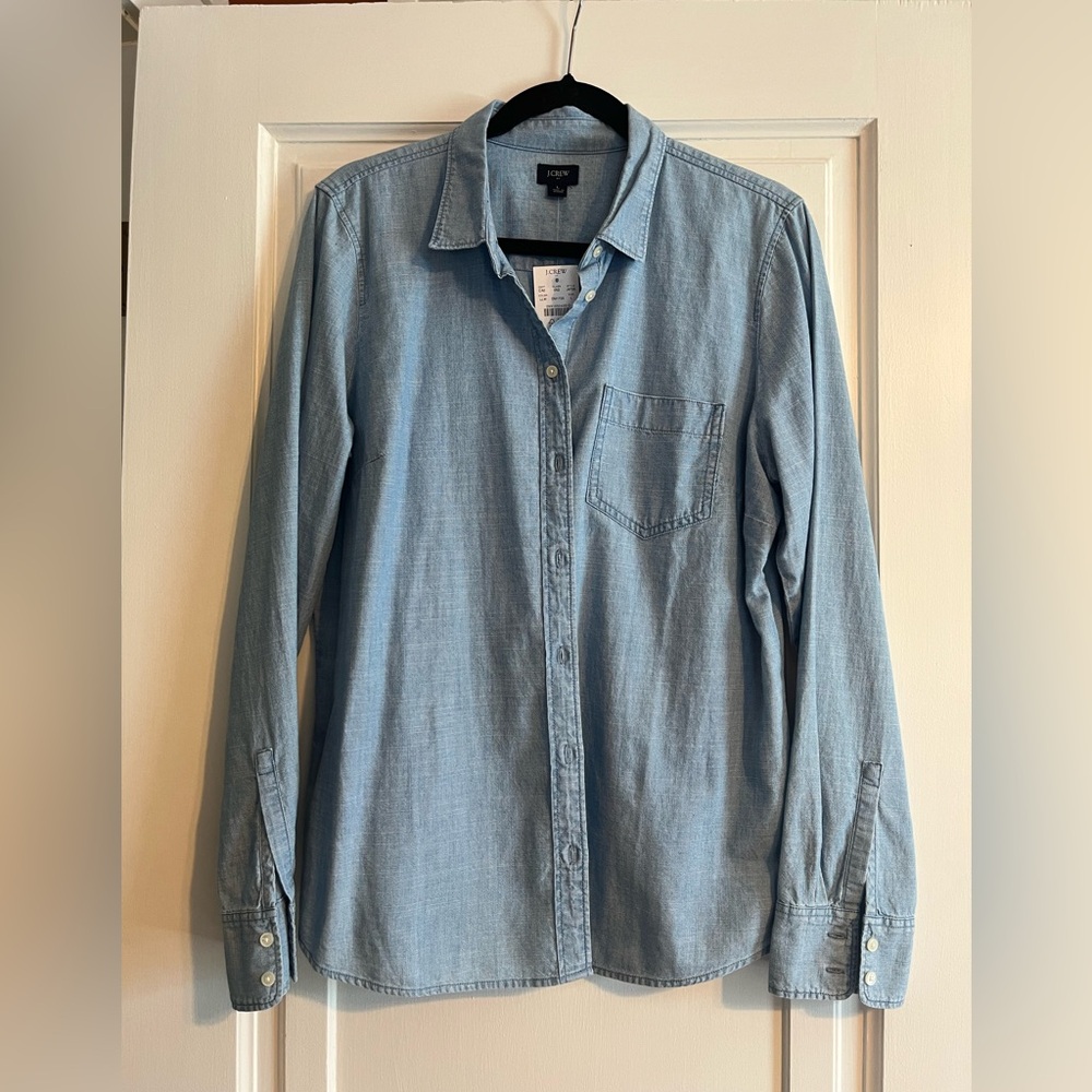 NWT J Crew Chambray Denim Long Sleeve Size L